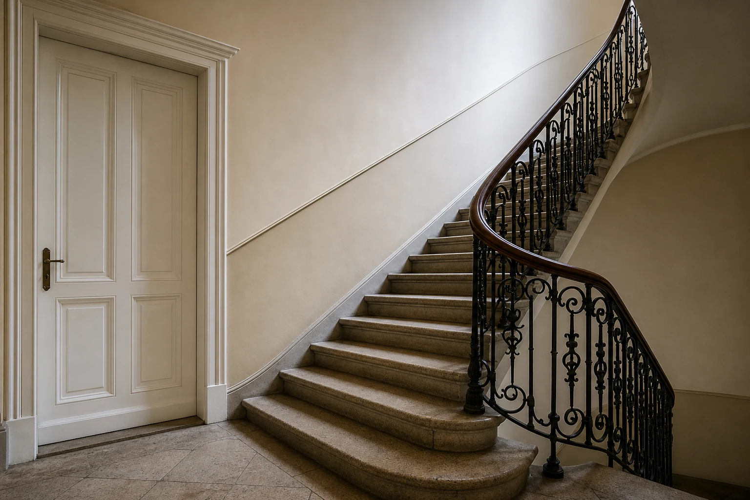Treppenhaus mit originalem Geländer.
